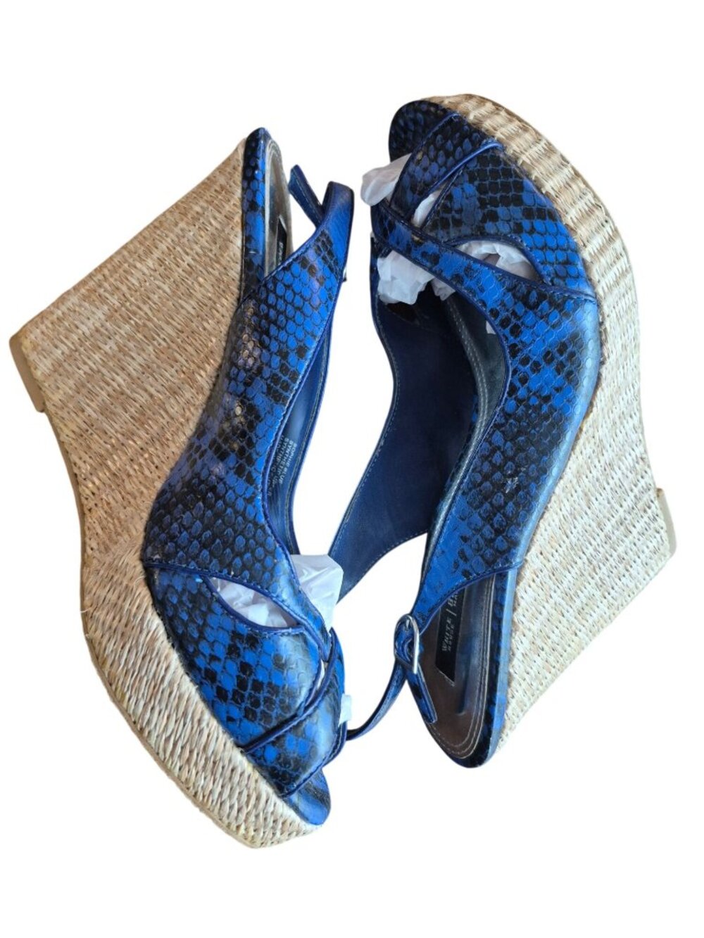 White House Black Market Faux Snakeskin Wedge Sandals 9.5M - Picture 2 of 6